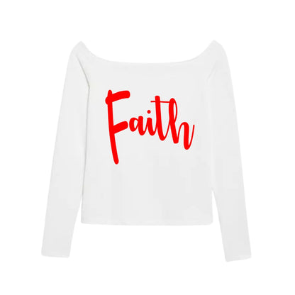 Faith Printed Off-Shoulder Stylish Cotton T-Shirt