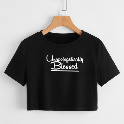 Women's Unapologetically Blessed 2 Classic Printed Crop Top Tee